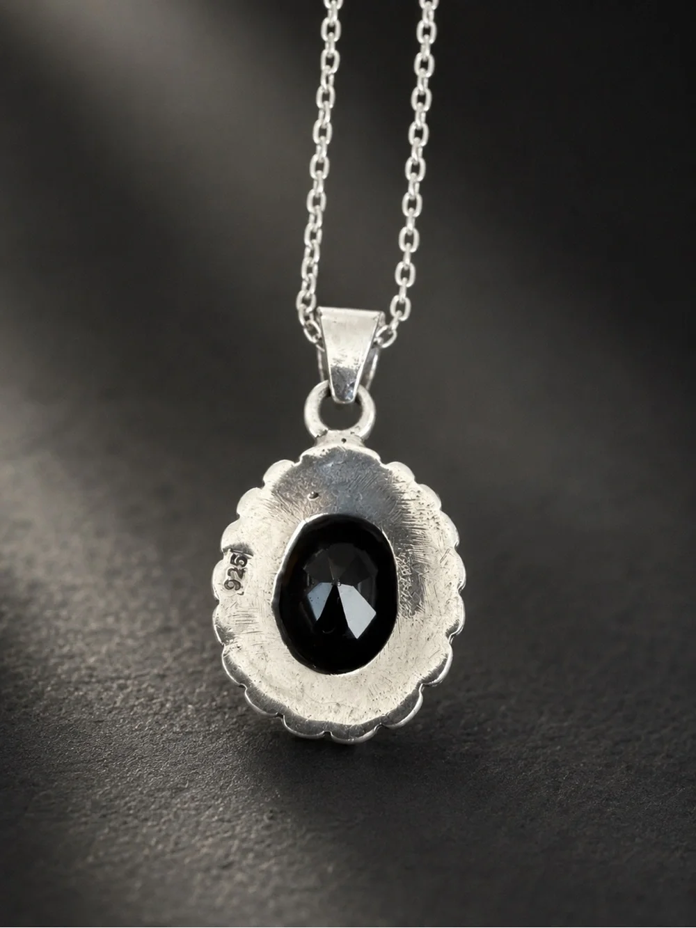 Sterling Silver Art Deco Style Quartz Marcasite Pendant /Sterling Plate Chain